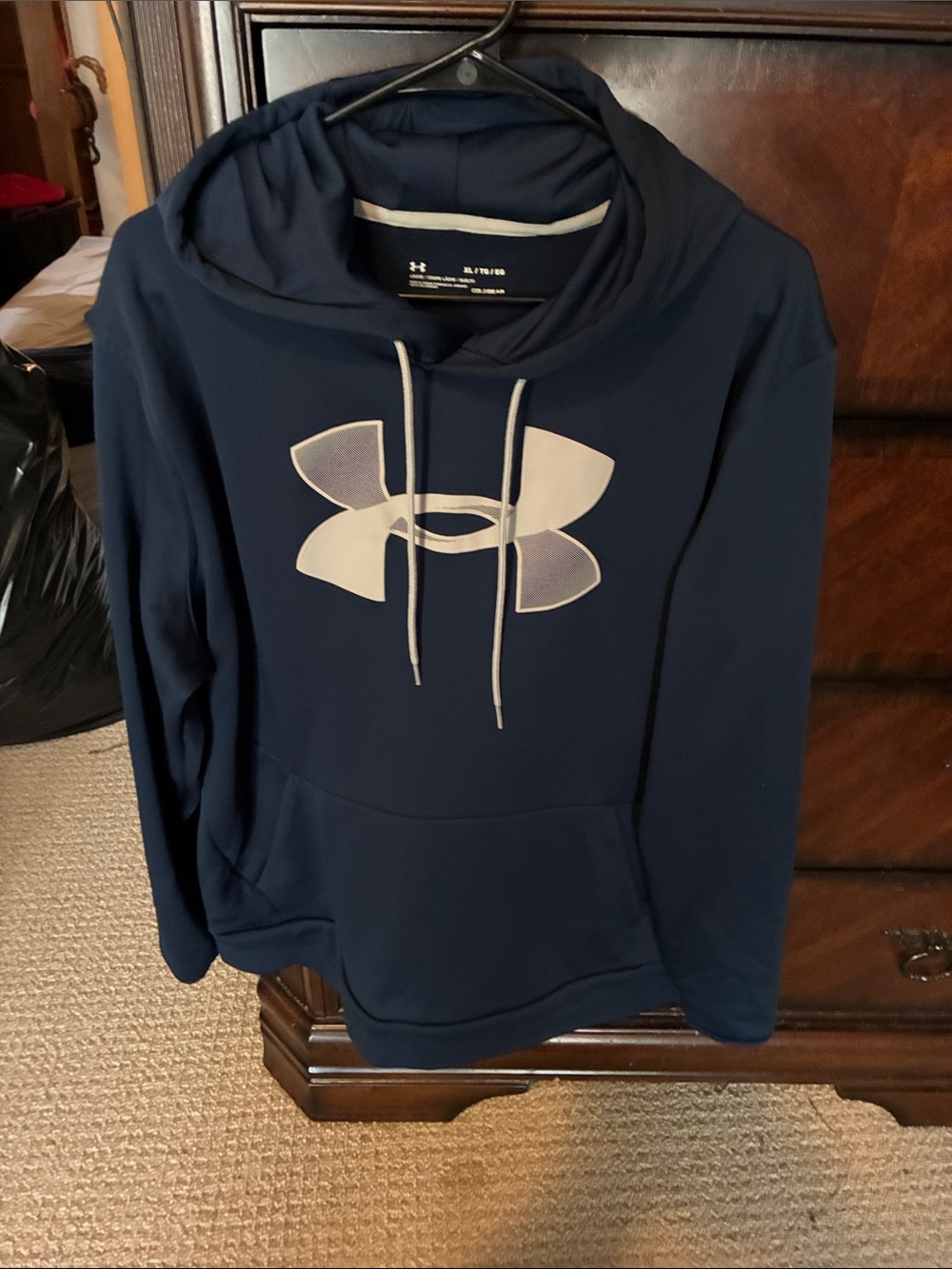 Under Armour Navy Pullover Hoodie with White Logo